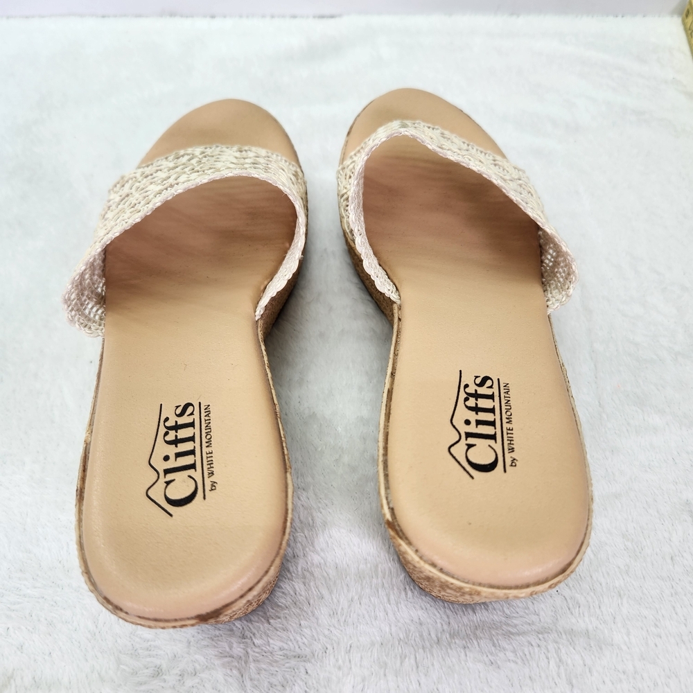 Cliffs by White Mountain Women's Cream Platform Woven Slide Sandals Size 9 - Picture 6 of 9